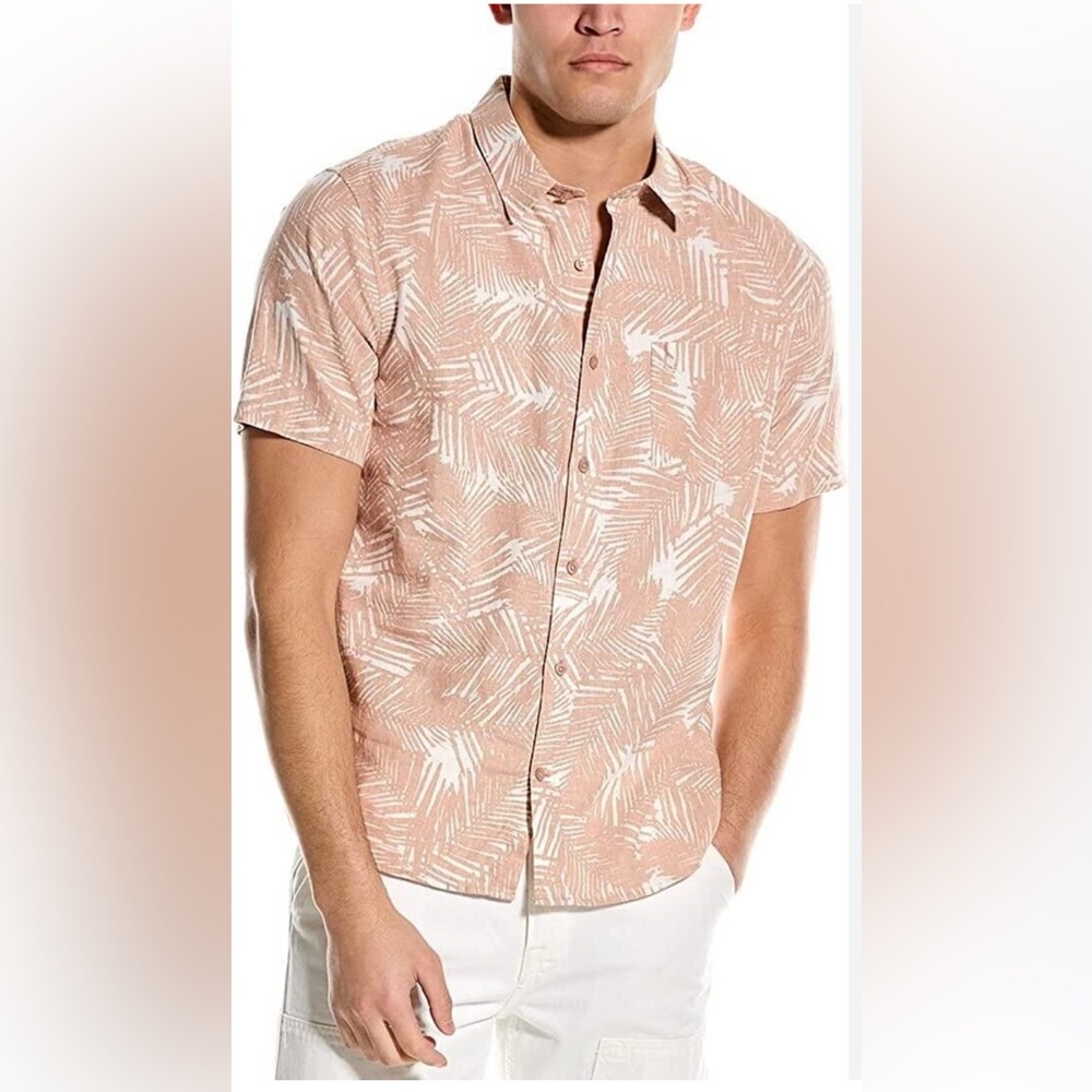 VINCE dark rose palm leaf cabana shirt in XXL